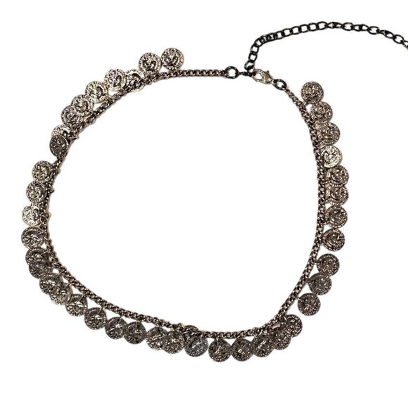 Boho Single Strand Cluster Coin Necklace - Picture 3 of 16